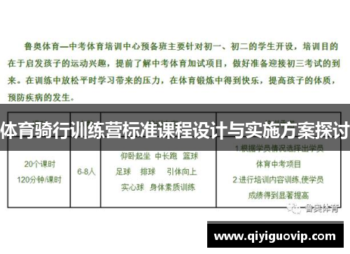 体育骑行训练营标准课程设计与实施方案探讨